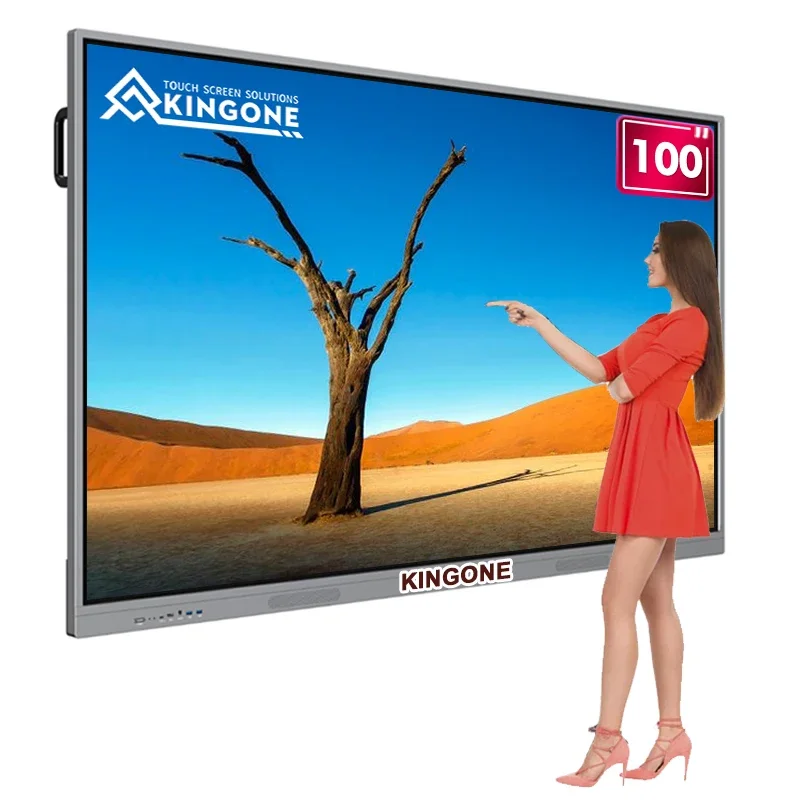 KINGONE Cheap Price 65 75 86 100 Inch LCD Digital Display Infrared Classroom Interactive Smart Board TV Touch Screen Whiteboard