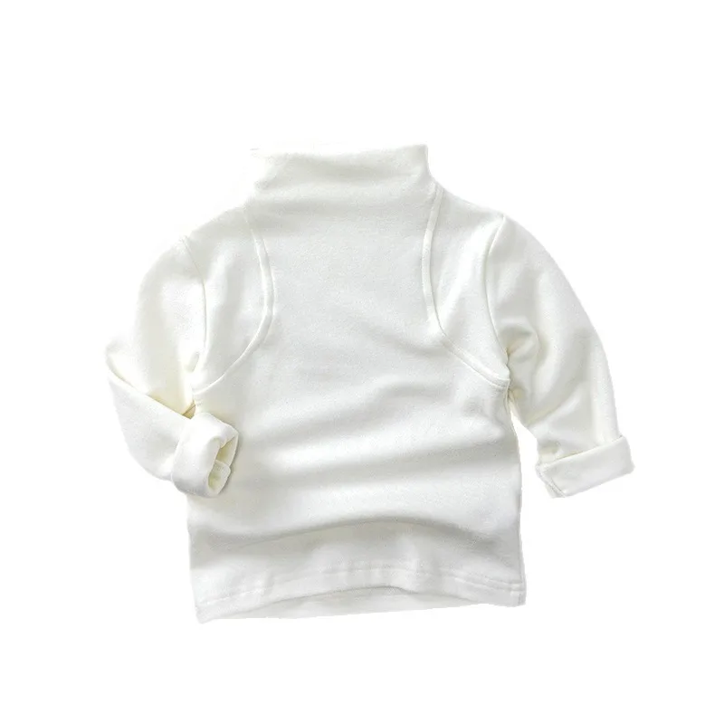 Korean Style Kids Half High Neck Long Sleeve T Shirt Boys Girls Soft Warm Basic Undershirt Tops