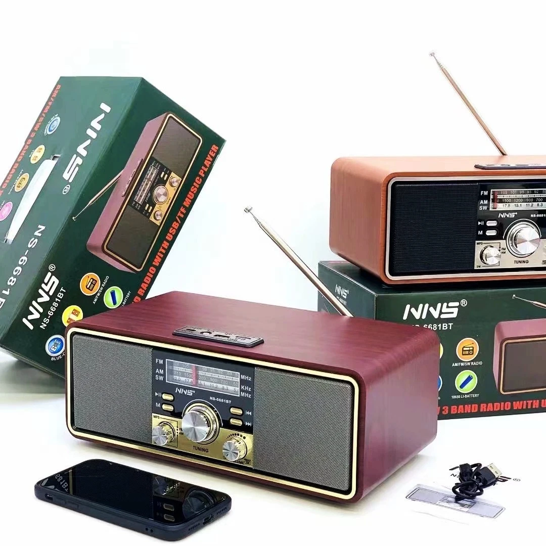 

Retro Wooden Bluetooth Speakers Radio Wireless Subwoofer with AM/FM/SW Multi-band Broadcast Support AUX USB TF Card Slot Player