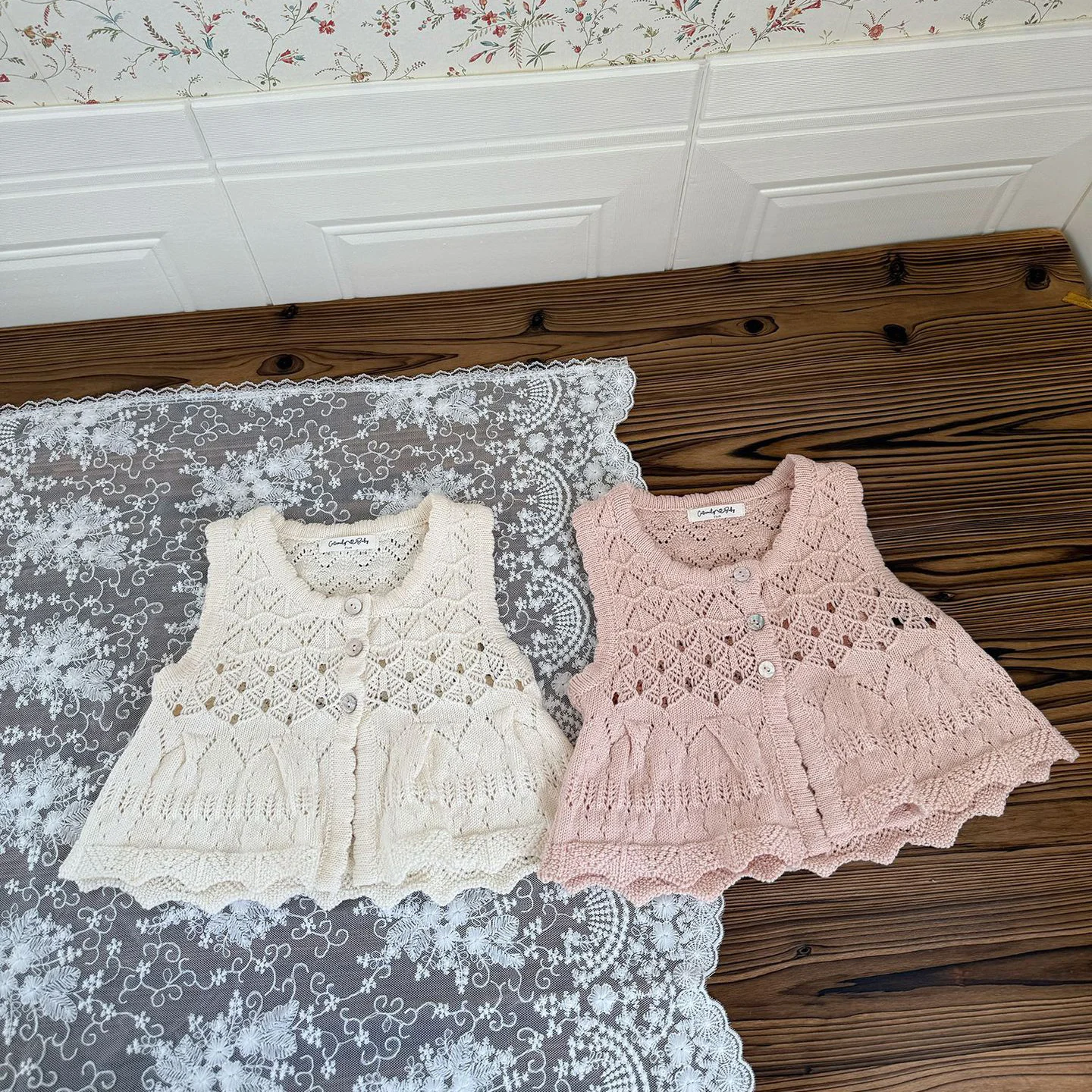 9M-3T Girls Clothes Hollow Out Girls Knit Vest Single Breast Kids Knitwear Girls Sweater Vest