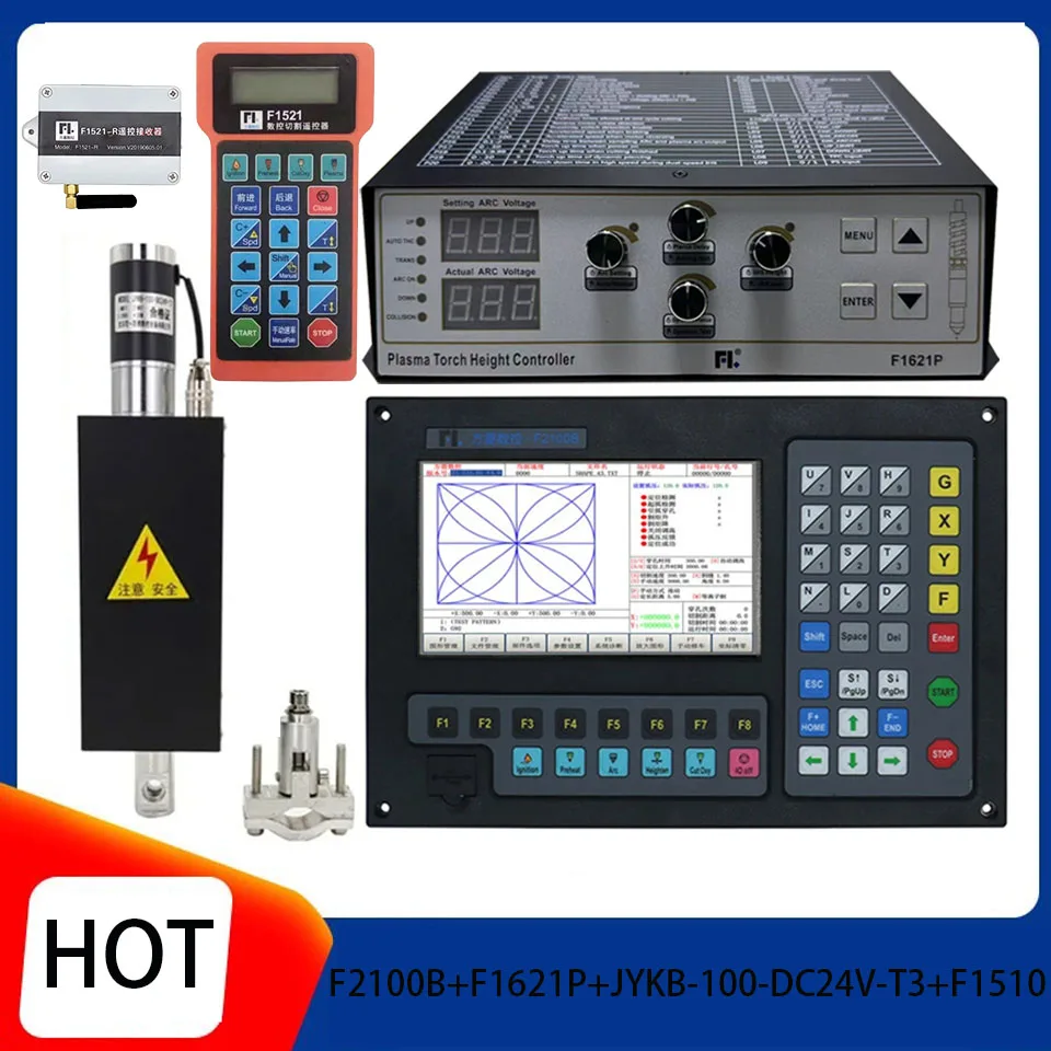 

CNC plasma controller kit F2100B+F1621+JYKB-100-DC24V-T3+F1521 wireless remote control 2-axis CNC cutting torch height control