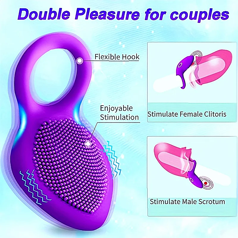 Vibrating Penis Ring Rechargeable Silicone Stretchy Penis Rings With 10 Vibration Modes Delay Ejaculation Couples Sex Toys