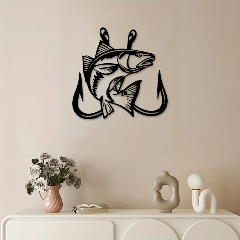 The beauty of the ocean，Vintage Fishhook Metal Wall Art  1pc