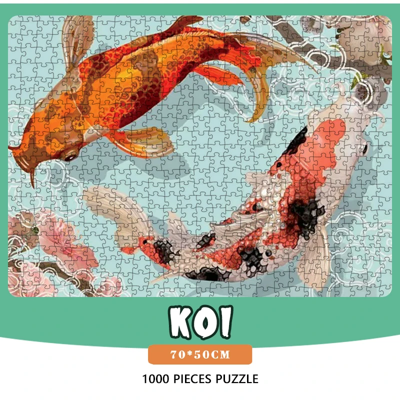 70*50cm 1000pieces Paper  Puzzle Adult Puzzle KOI pattern Perfectly bite Difficulty Jigsaw Puzzles Home Wall Decro