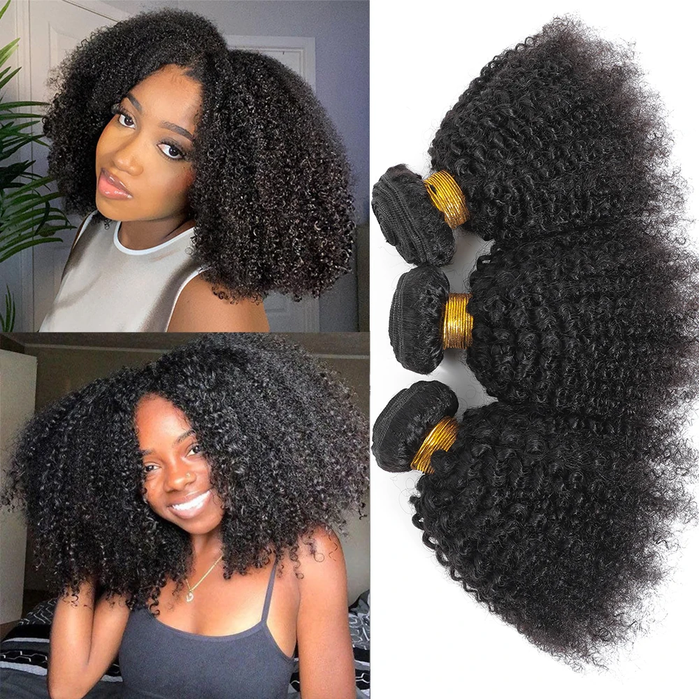 

Афро вьющиеся пучки человеческих волос 100% необработанные девственные волосы для женщин 10-24 натуральные черные полные афро странные вьющиеся волосы для наращивания
