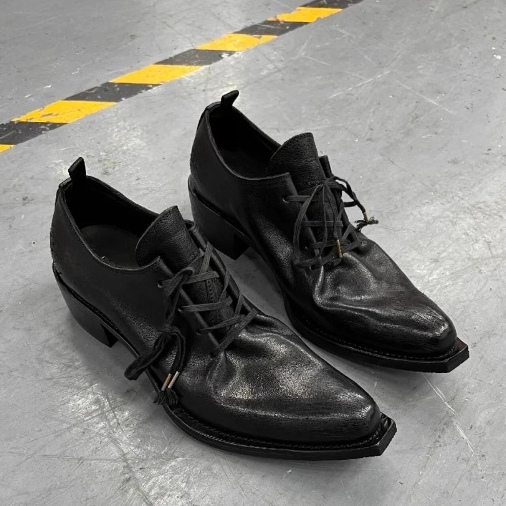 

Модные женские туфли-лодочки из натуральной кожи, удобные британские уличные формальные однотонные роскошные повседневные мужские туфли на толстом каблуке, мокасины