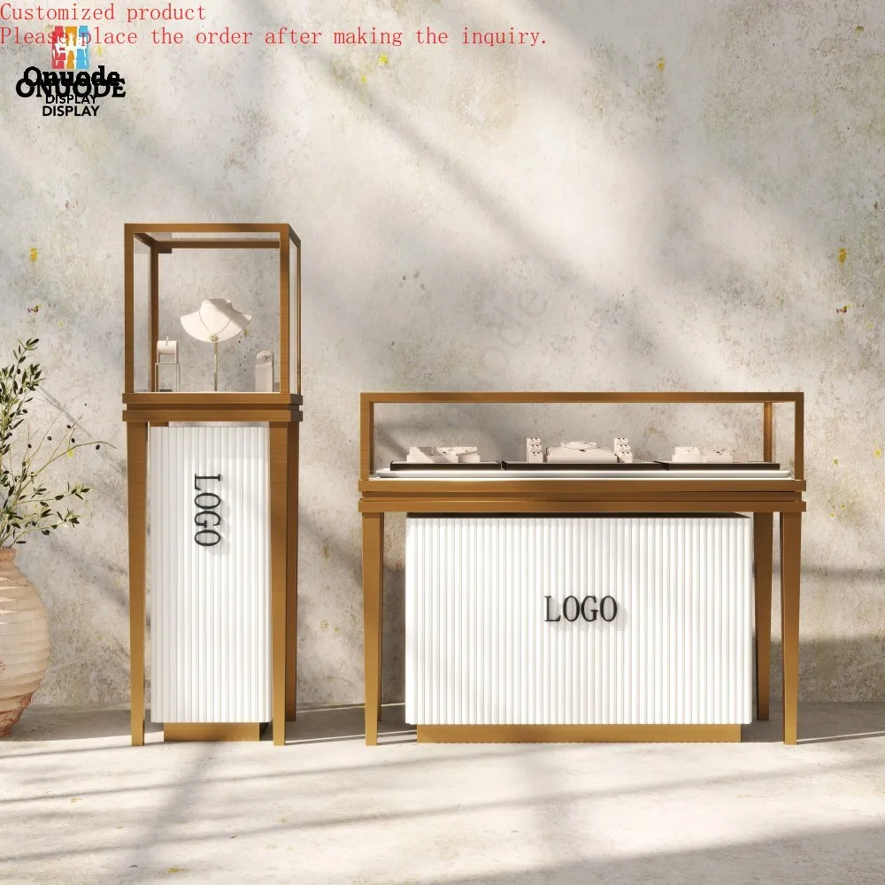 

Custom.Customizable Electronic Logo LED Light Glass Jewelry Display Cabinet Popular Design for Mall Retail Store Use