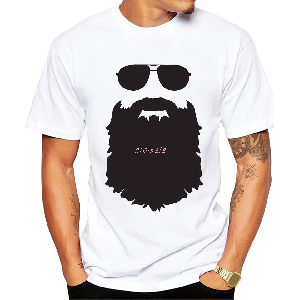 TEEHEART Mustache Hiphop Funny Beard T-shirt Fashion Funny Quality Printed 100%Cotton Novelty Short Sleeve Hip Hop Tee Shirts