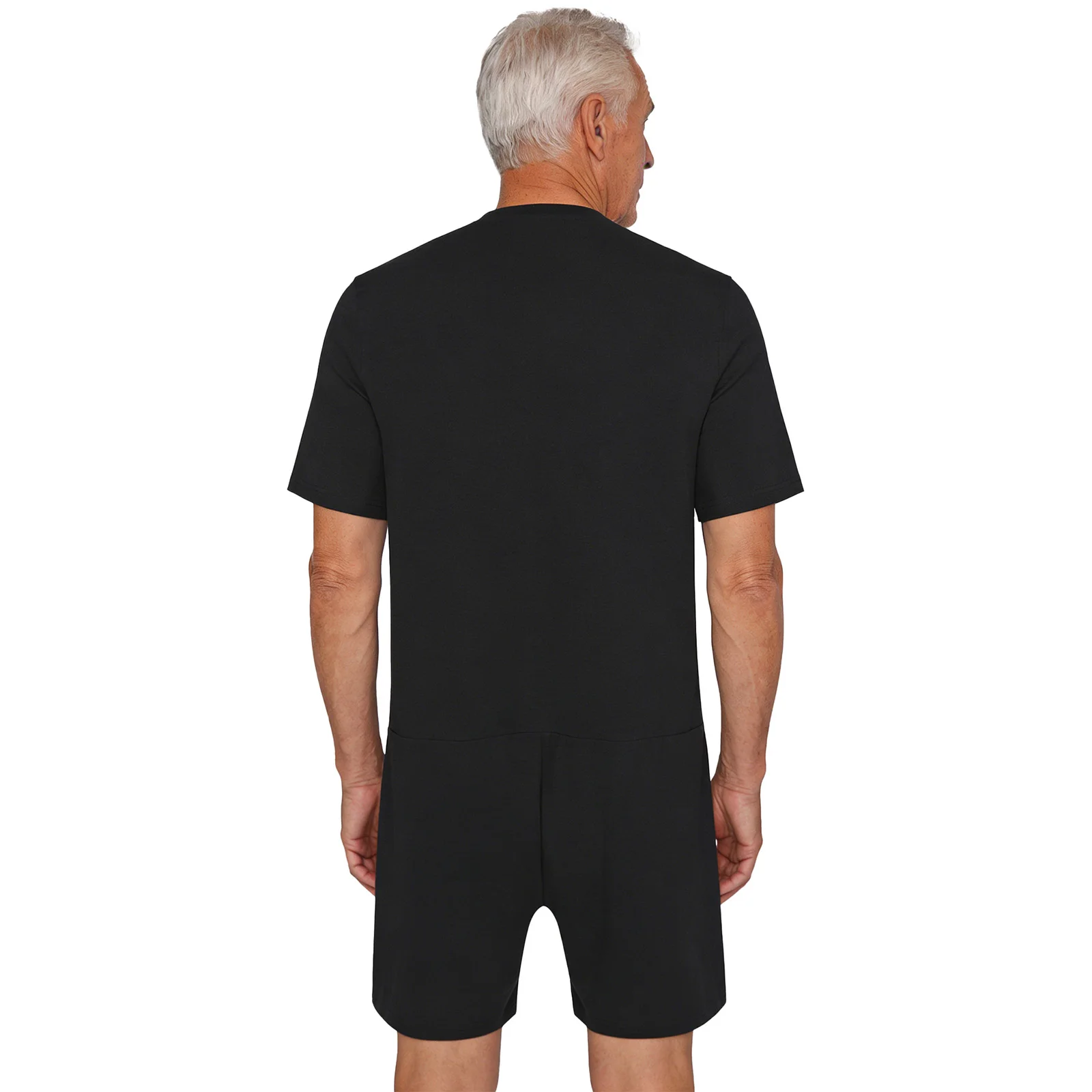 Mens Anti-strip Jumpsuit Elderly Patient Adaptive Bodysuit Front Double-zip And Zipper Crotch Short Sleeve Alzheimer Rompers