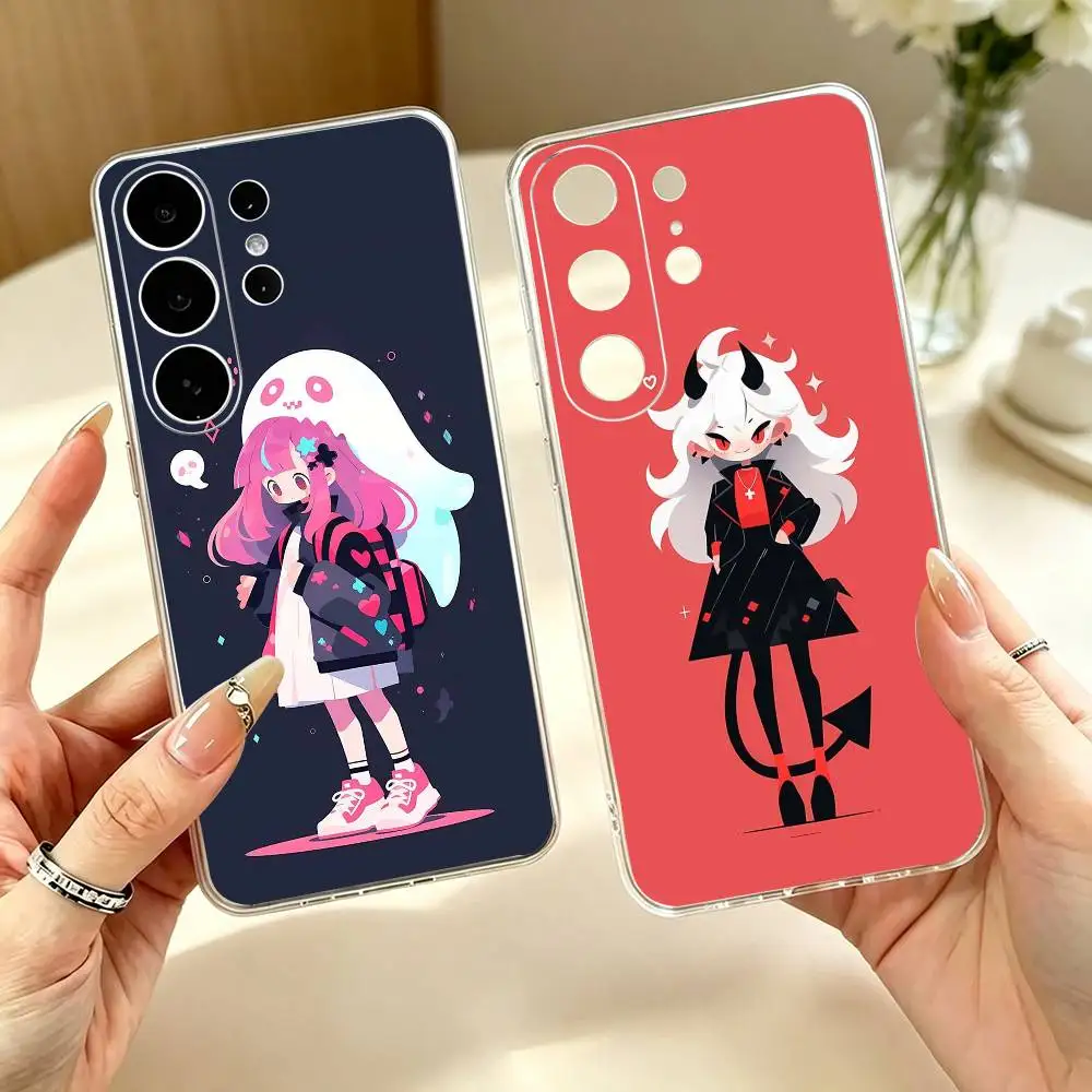 Cute Trendy-a  Transparent Phone Case For Samsung S25 S24 S23 S22 S21 S20 Ultra Plus FE Lite Note