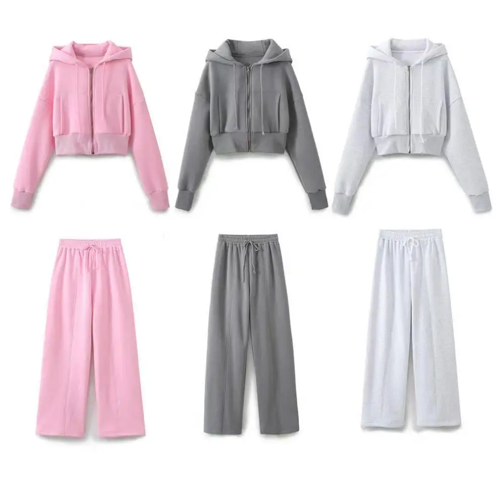 

Spring New Two Piece Pants Set Hooded Zipper Long Sleeved Slim Fit Jacket with Sports Pants Casual Joggers Pants Set for Women