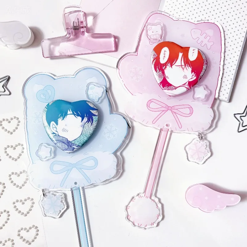 Winter Glove Magnetic Acrylic Photo Display Stick, 3inch Card & 58/65/75mm Badge Cute Frame Holder, for Anime Kpop Merch Decor