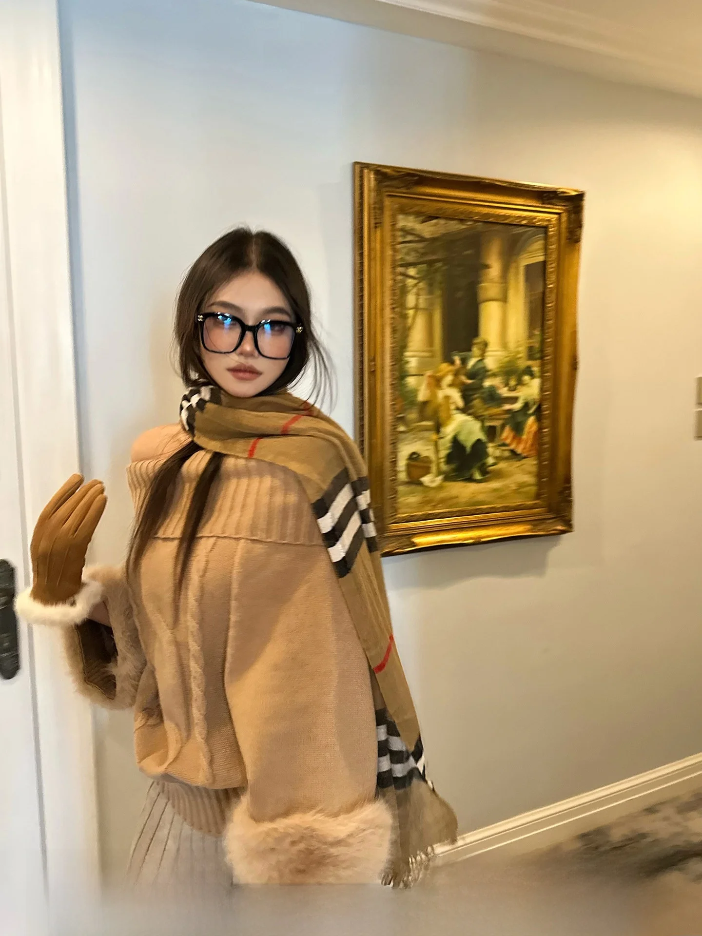 

Коричневый вязаный свободный свитер на одно плечо для женщин, осенне-зимний повседневный топ CCUP SPACE, удобный теплый лонгслив с круглым вырезом