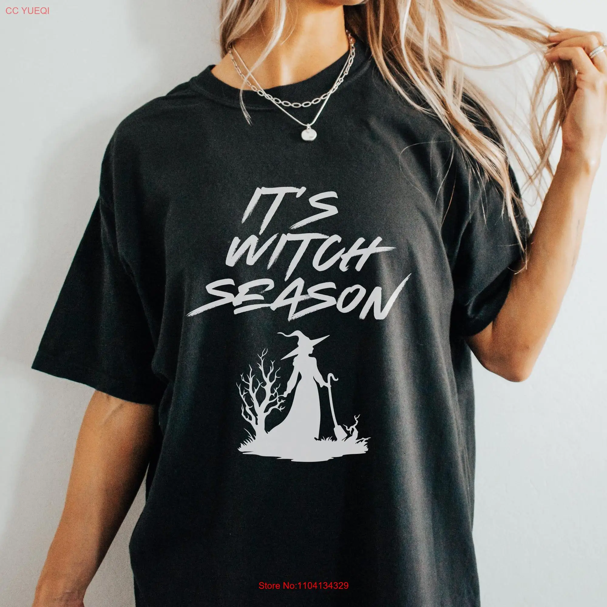 It's Witch Season T Shirt for Girlfriend Best Halloween Comfort Colors Oversized Holiday Cute Girls long or short sleeves