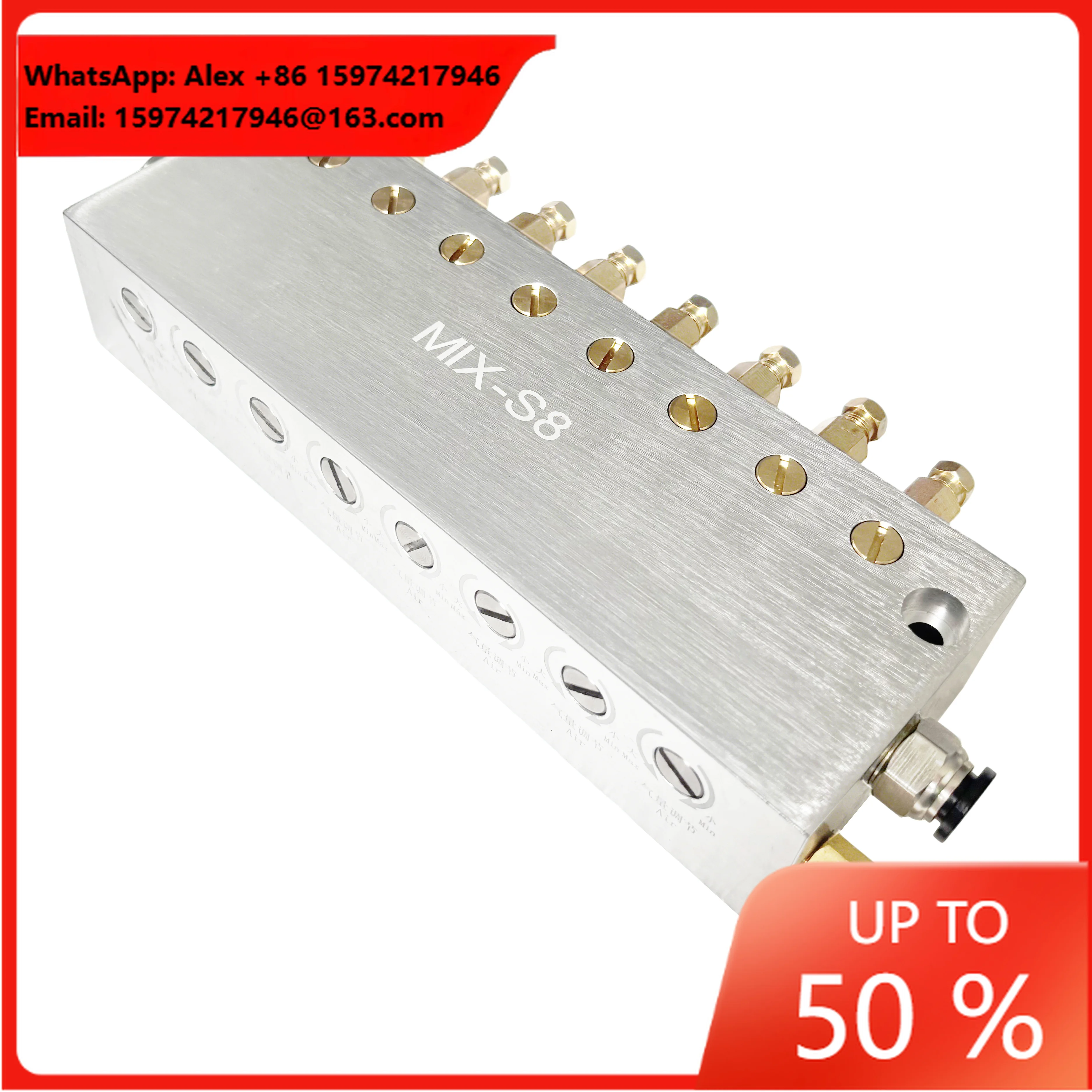 MIX-S Oil Air Lubrication Distributor Adjustable Oil-Air Mixing Block For CNC Spindle Bearing Lubrication System 8 Outlets