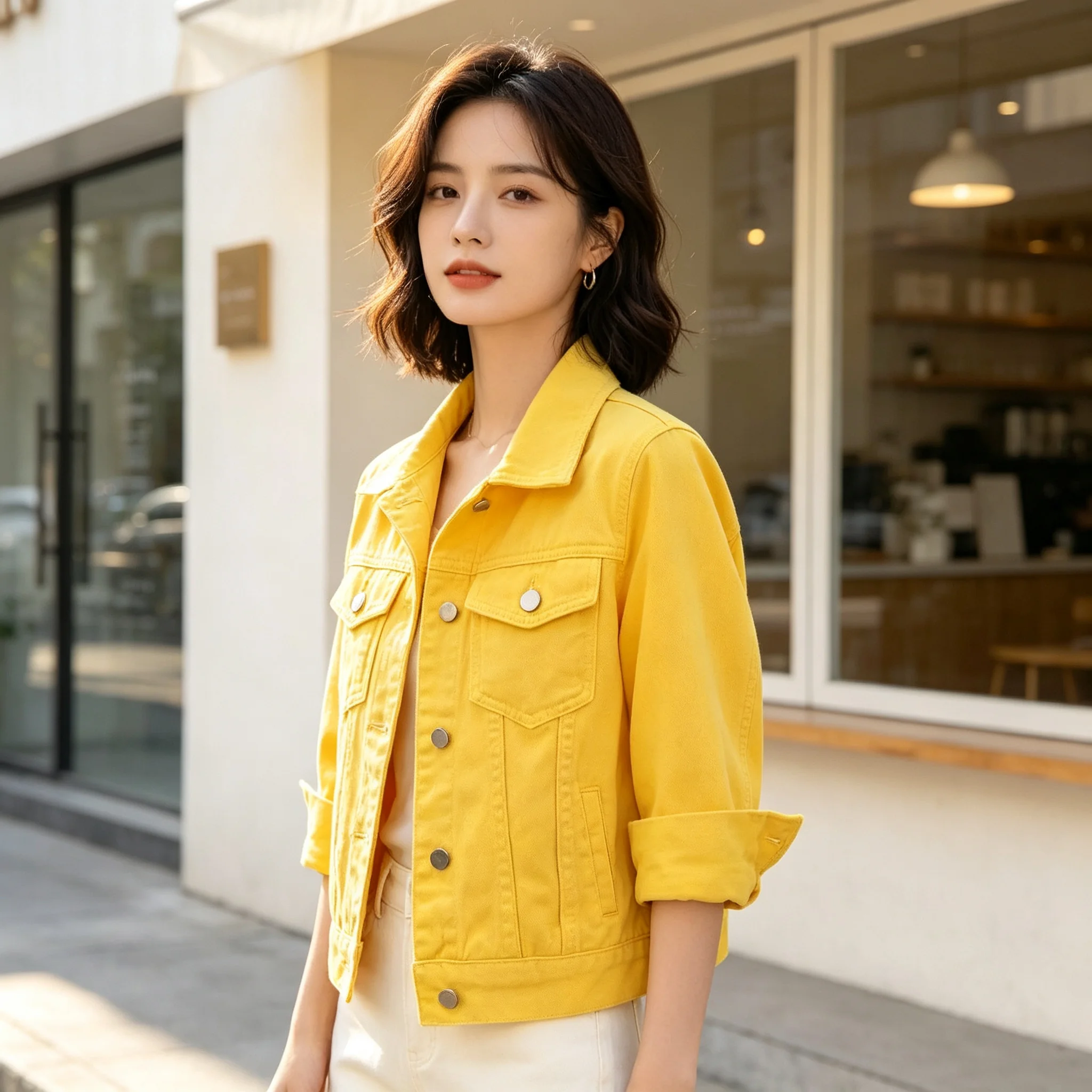 Patchwork Jean Jacket - Chaqueta vaquera para mujer, abrigo corto