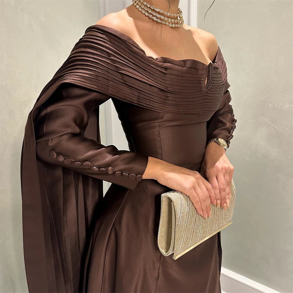 Customized  Strapless Neck فساتين  Off the Shoulder A Line Satin Customized Formal Occasion Evening Gown Kaaba Eid  الحفلات