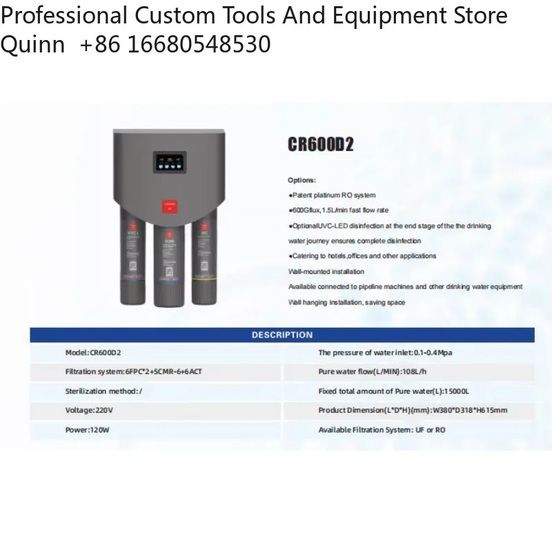 

FRCommercial Electric 1200GPD Tankless RO Water Purifier with 5-Stage Filtration Self-Cleaning High Flow for Household & Hotel U