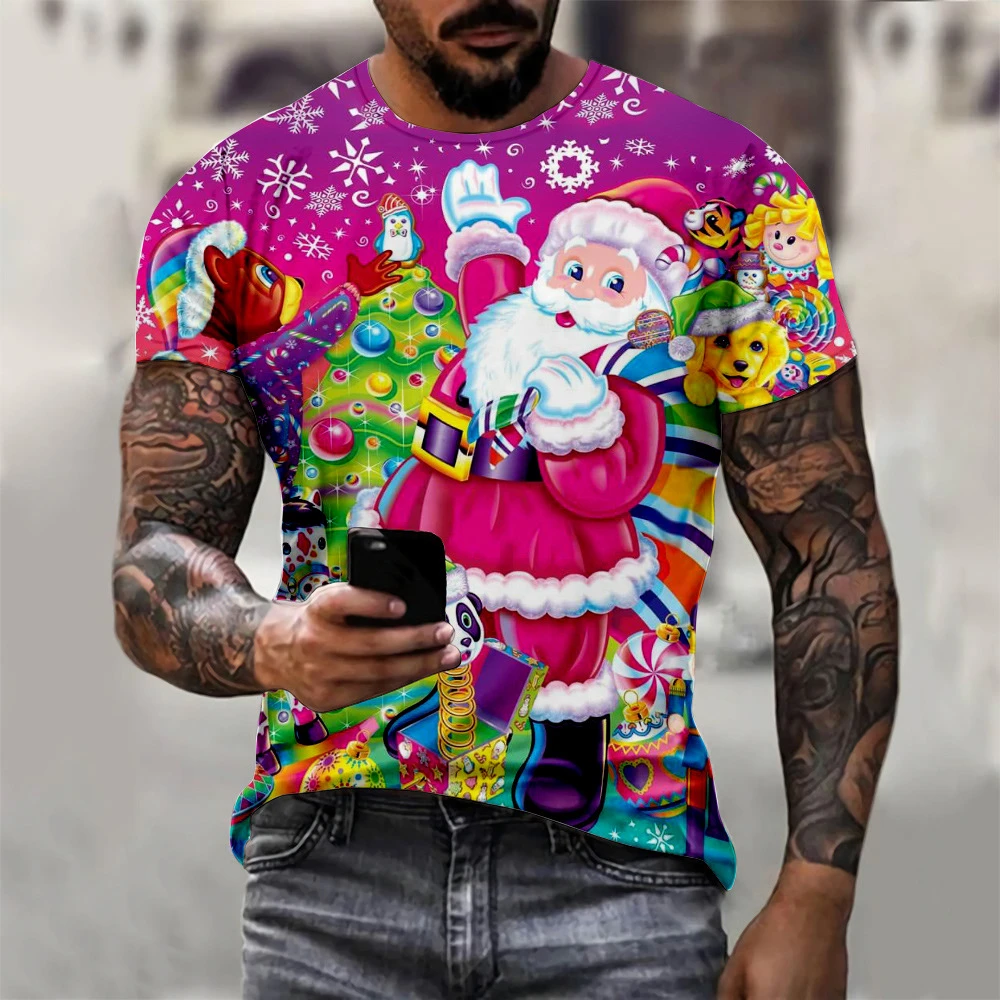 Santa Fun New Year Party 3D Printed Men and Women Holiday Fashion Clothing Hip Hop Snowman Short Sleeve Round Neck T-Shirt Tops