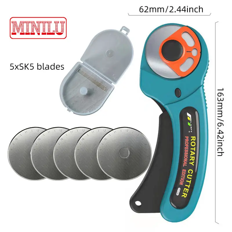 FT145 Roterende snijder R45mm Patchwork Roller Gemakkelijk scheuren Snijgereedschap voor stoffen leer Papieren ticket Zacht vel