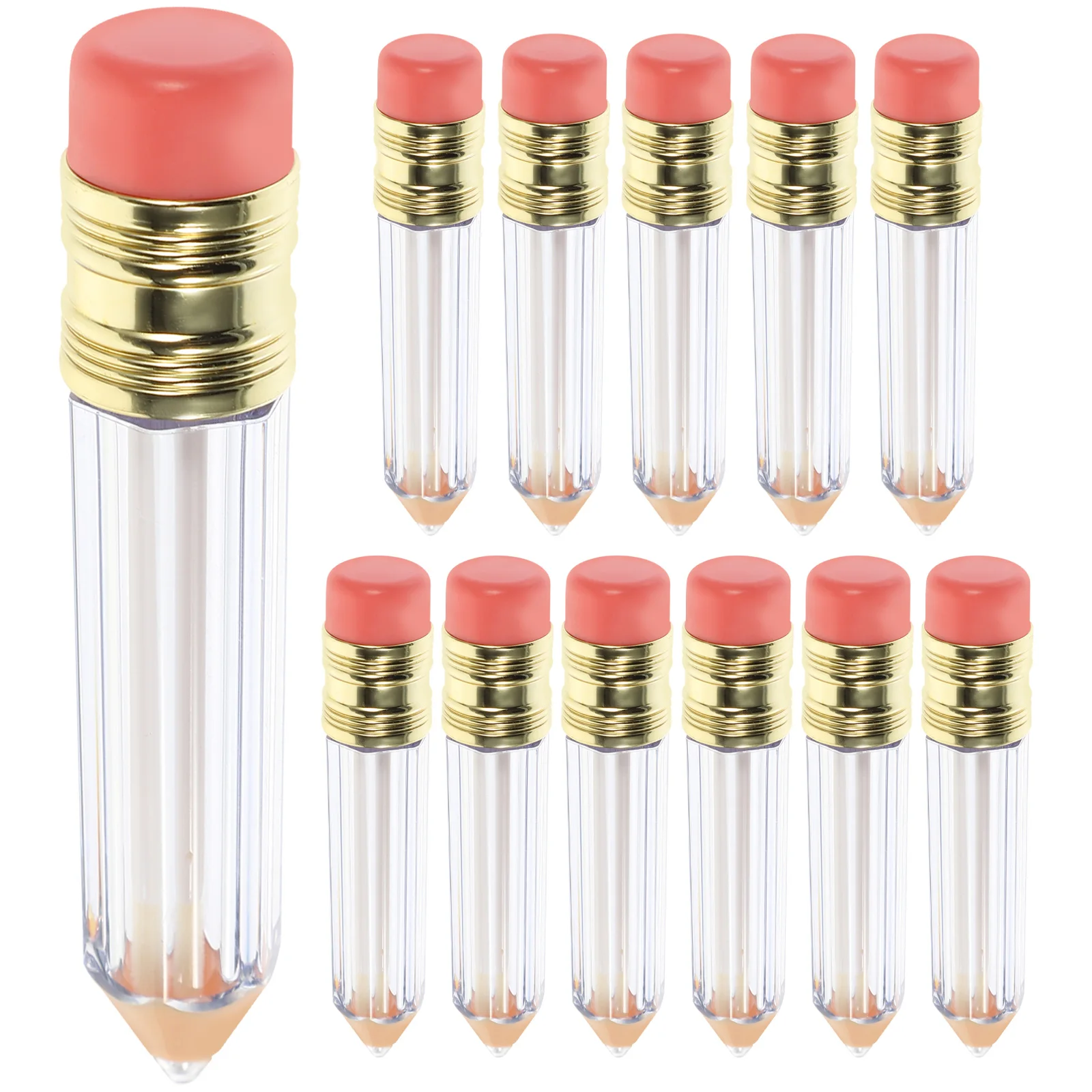12Pcs Empty Lip Gloss Pencil Tubes Refillable Transparent Containers for Lip Balm Oil Shower Gel Travel Essential