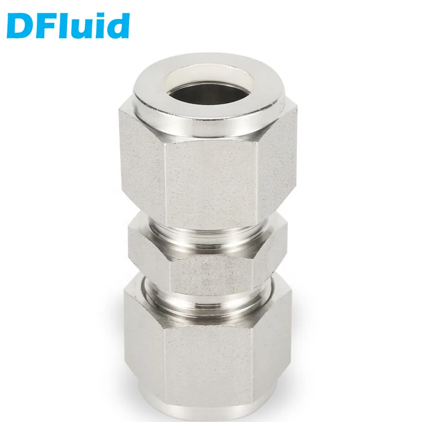 Stainless Steel 316 Straight UNION Double Ferrule Compression TubeFitting 30MPa 1/8