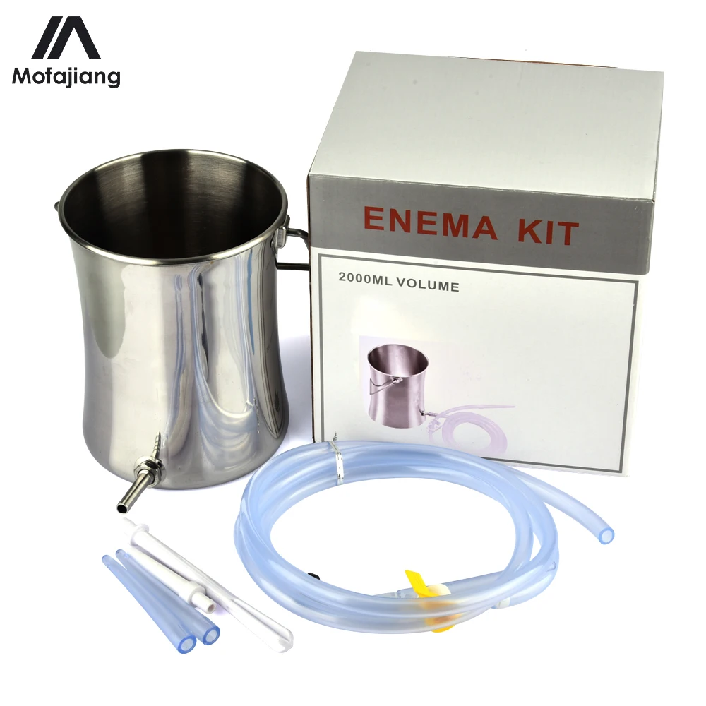 Enema Bucket Kit Colon Cleansing Stainless Steel 2L Enema Barrel Medical-Grade Reusable Coffee Enema Shower for Men Women