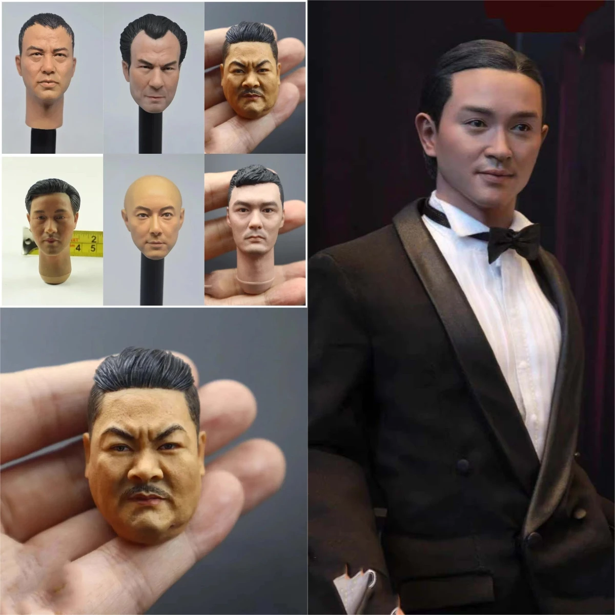 Cabeza esculpida a escala 1/6 personalizada para Dicky Cheung, Shawn Yue, Suet Lam, Simon Yam Hong Kong película estrellas figura de acción artista