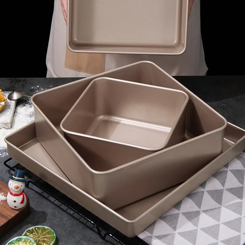 Hot Kitchen Accessories Baker Tools Square Cake Baking Pan Carbon Steel Loaf Tray Pie Pizza Bread Cake Tin 6/7/8 Inch Bakeware