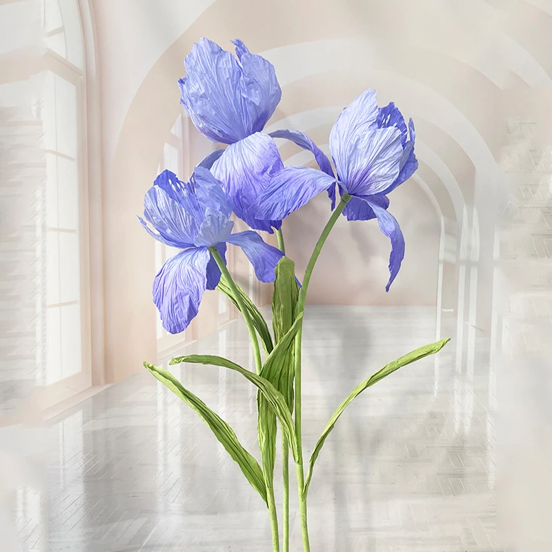 Imagem -02 - Artificial Poppy Paper Flower Head Iris Flower para Evento Wedding Road Guide Home Party Backdrop Decor Pcs