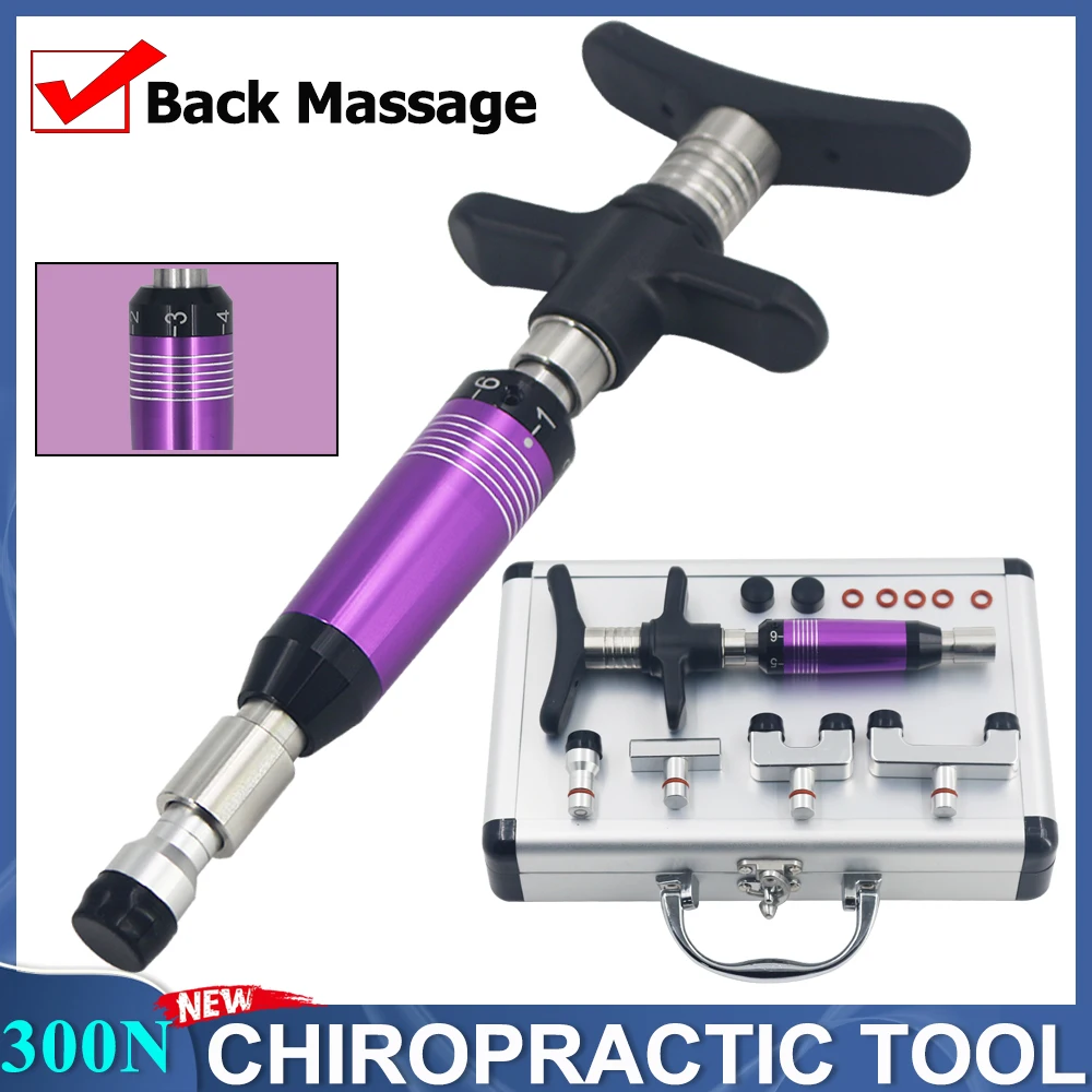 New Chiropractic Adjusting Tools 300N Manual Spine Correction Gun 4 Replaceable Head Intensity Treatment Body Relax Pain Relief