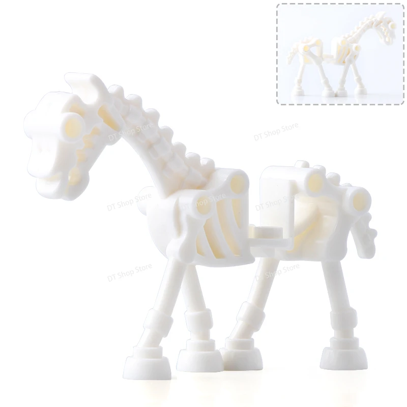 Cavaliere medievale cavallo da guerra scheletro cavallo animale Building Blocks illumina mattoni giocattoli educativi bambini per regali