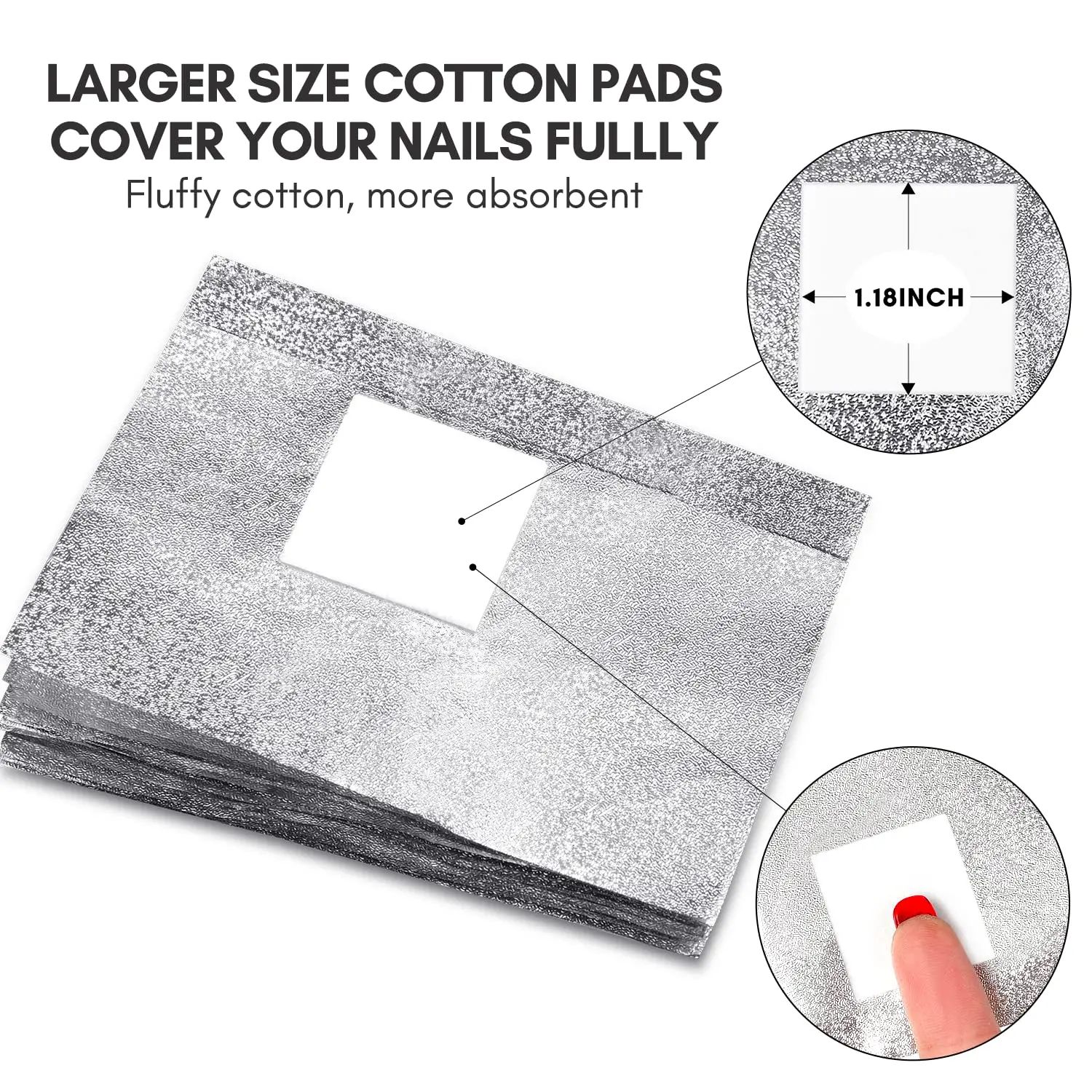 50pcs /100pcs Non Acetone Nail Polish Remover 1.18inch Pre-attached Lint Free Cotton Pads Nail Foil Polish Removal Wraps