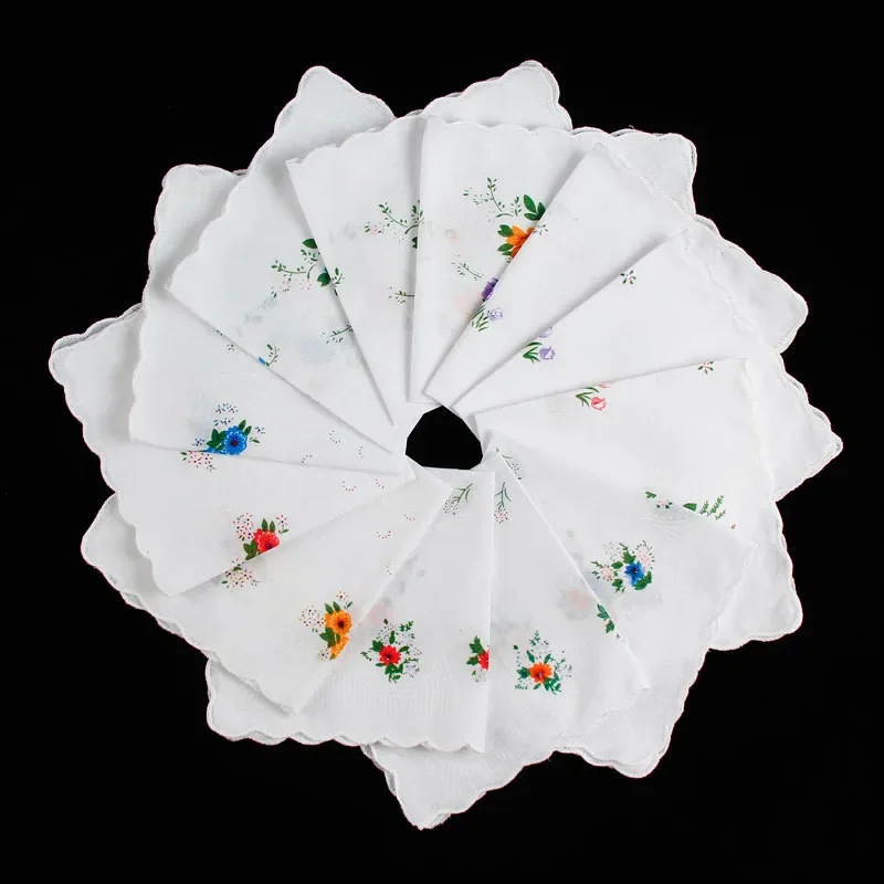 

6Pcs 30x30cm Square 100% Cotton Flower Lace Women Pocket Hankie Portable Soft Absorbent Handkerchief