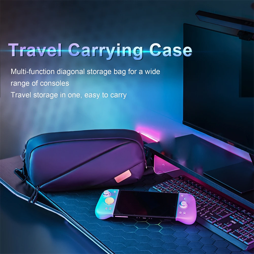 Game Console Storage Bag PU Leather Travel Crossbody Bag Portable Storage Case Compatible For Steam Deck/ROG Ally