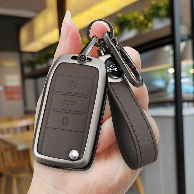 Zinc Alloy Leather Car Key Case Cover For Roewe RX5 MG3 MG5 MG6 MG7 MG ZS GT GS 350 360 750 W5 Accessories Car-Styling Keychain