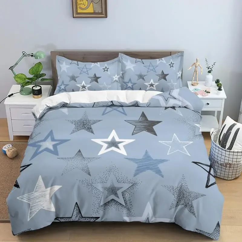 

3PCS Single-sided Star Pattern Printed Comforter Bedding Sets Comfortable Bedspreads Comforter Duvet Single King Queen Bedding