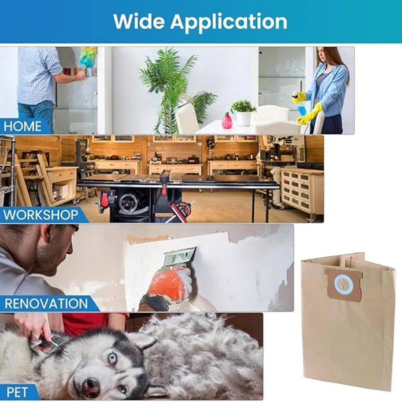 BAAG-Pack 15 كيس مكنسة لـ DEWALT 6 إلى 10 جالون Shop Vac DXVA19-4101، كيس تجميع الغبار مع فلتر لـ DXV06P DXV09P
