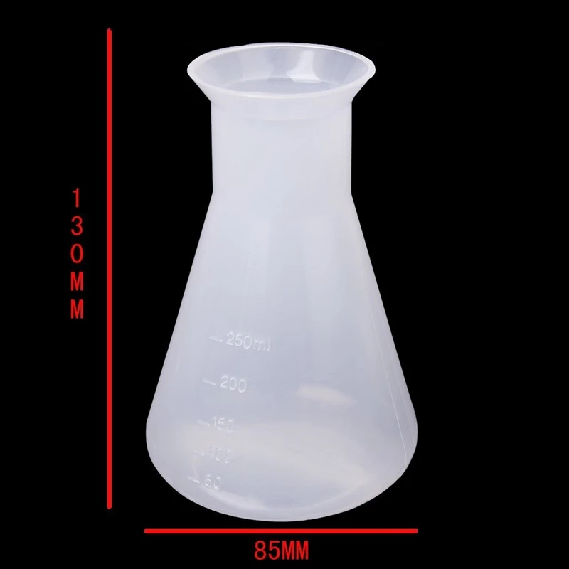 Plastic Transparent laboratory chemical Erlenmeyer flasks Container Bottle - 250 ml