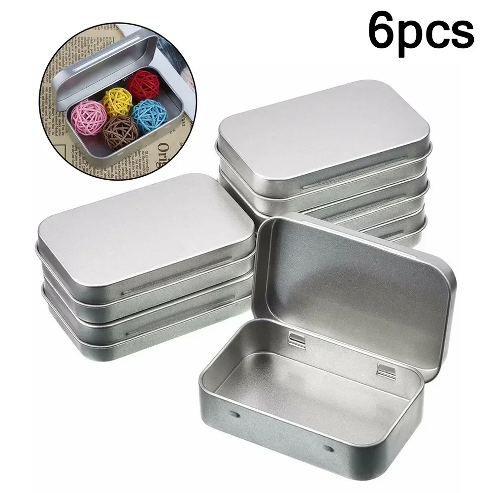 Storage Boxes Metal Box Small 6 Piecce 6* For Cosmetics For Lip Gloss Herbs Storing Hinged Lid Mini Candles Set 6pcs 6x