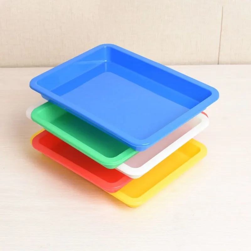 4PCS Square Plastic Trays Tea Breakfast Bread Snack Tray Dish Plate Bathroom Cosmetics Storage Rack Kitchen Organizer Serving