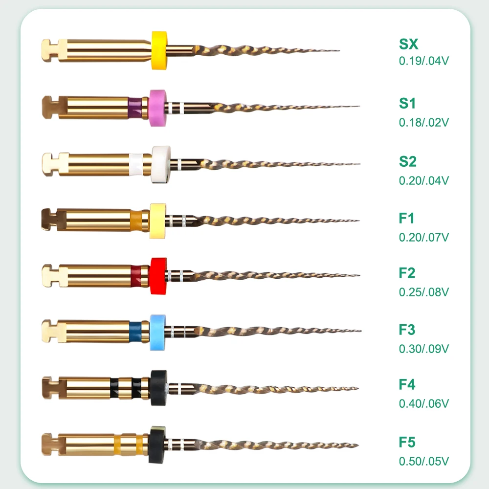 

6Pcs/Box Niti Golden Heat Activation Super File 19mm/21mm/25mm/31mm Rotary Flexible Files Dentist Root Canal Instrument Tools