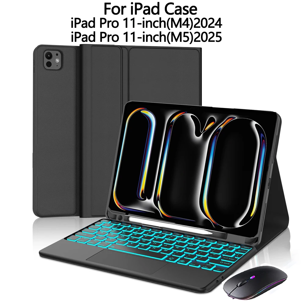 Keyboard Case for iPad Pro 11 Inch M4 2024, Detachable Magnetic Keyboard Cover for iPad Pro 11 Inch M5 2025 with Pencil Holder
