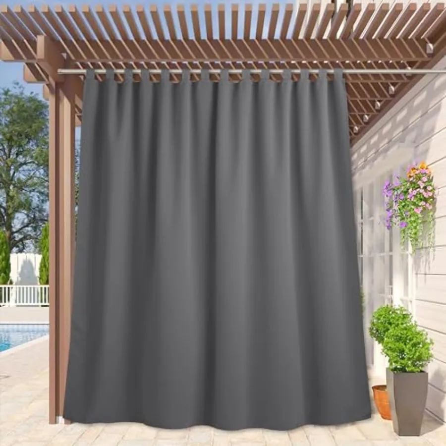 

Extra Wide Outdoor Curtains for Patio Waterproof Tab Top Heavy Duty Thermal Insulated in Summer Full Coverage Privacy for Porch