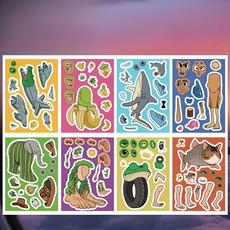 8 أوراق/حزمة Tung TunTung Sahur مجردة متعة الإبداعية تلبيس ملصقات الكرتون متعة ملصقات DIY بها بنفسك ملصقات الكولاج واللباس #3