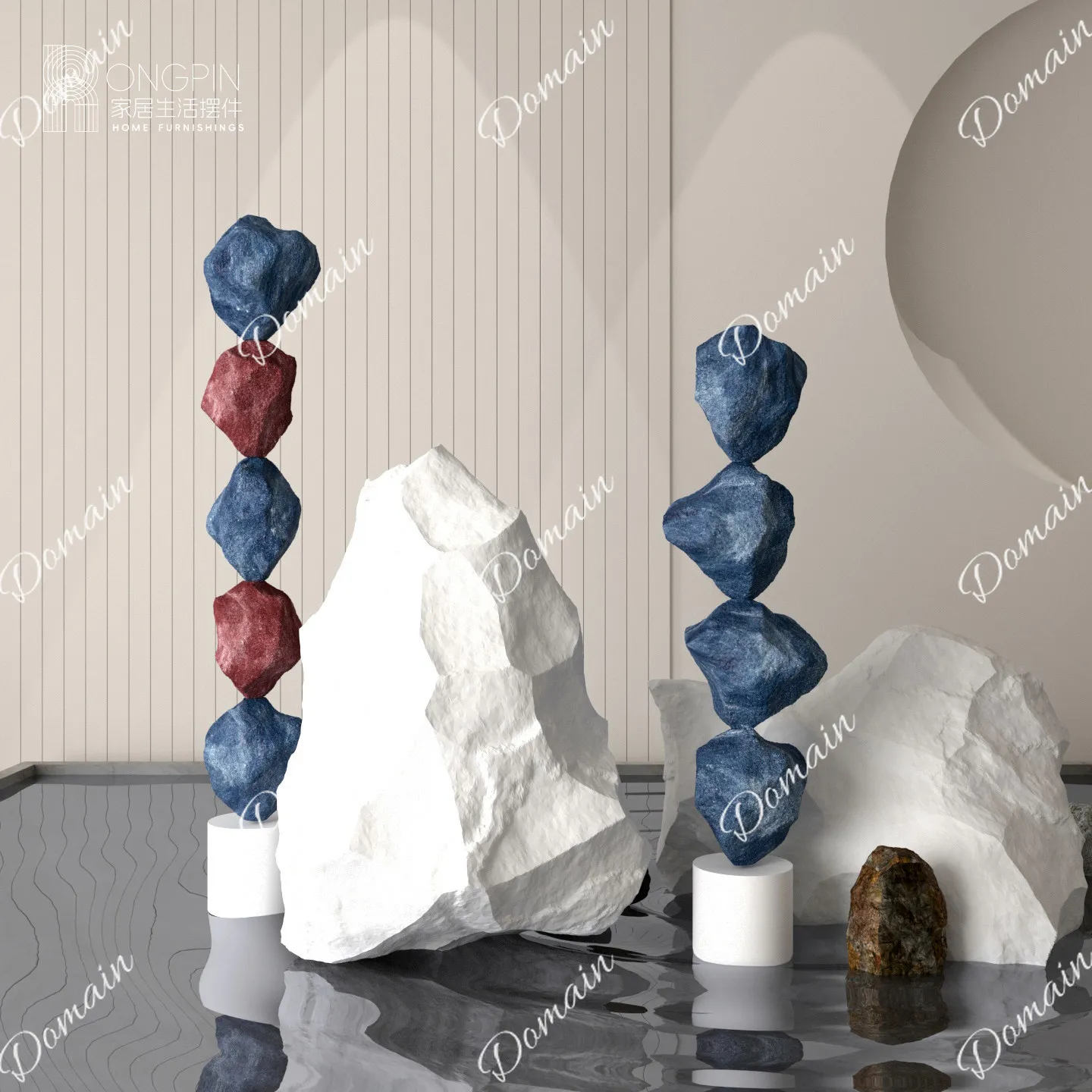 fiberglass colored stone abstract art ornament exhibition hall sales office entrance  shopping mall soft decoration sculpture