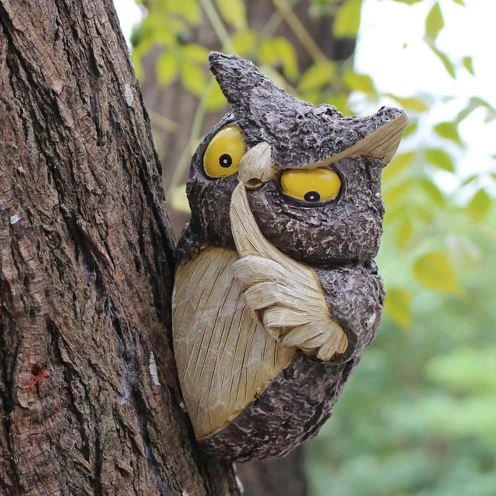 Owl Figurine Artwork Housewarming Gift Home Decor Realistic Novelty Outdoor Tree Decoration for Courtyard Balcony Farmhouse Lawn