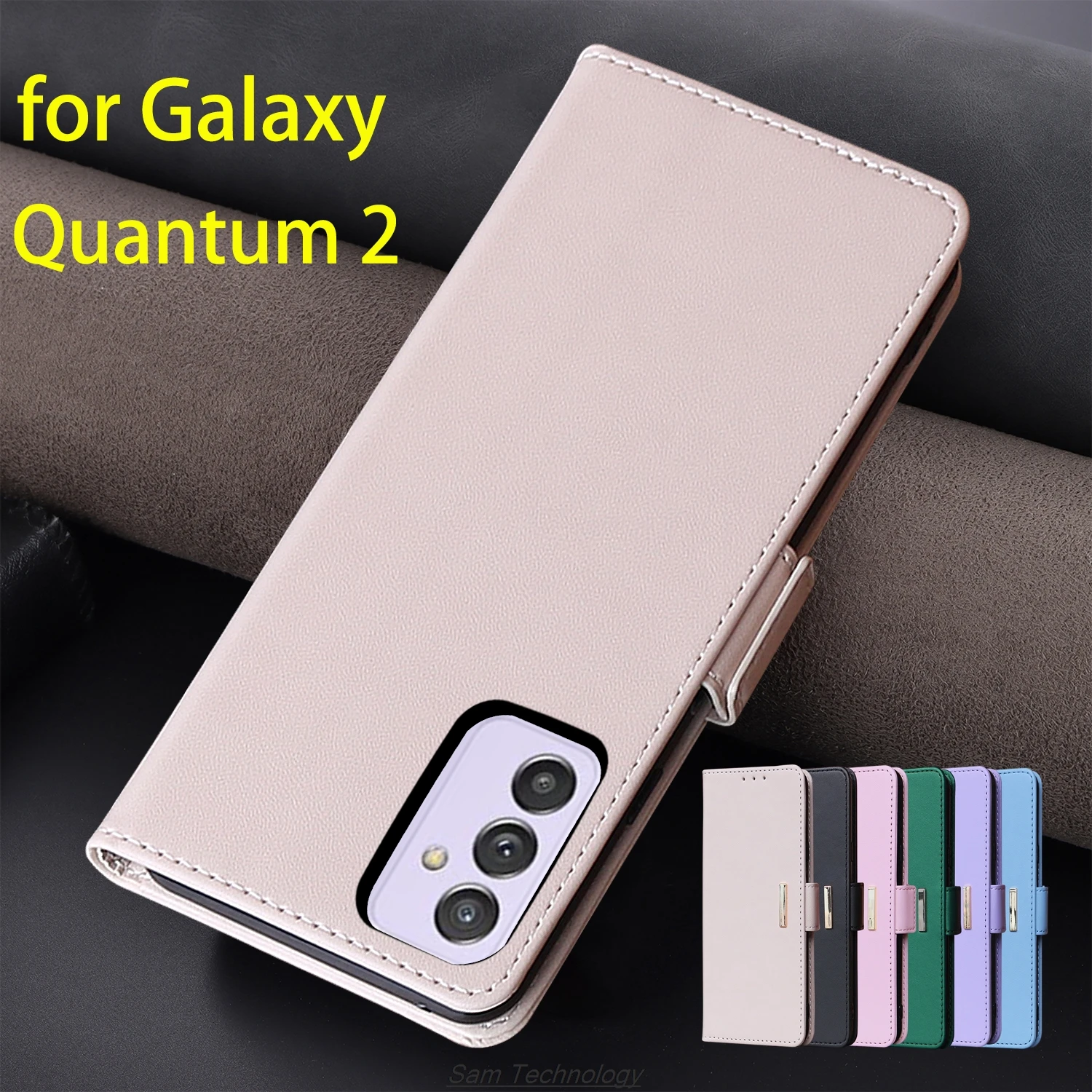 

Magnetic buckle Leather Case for Samsung Galaxy Quantum 2 Quantum2 Wallet RFID BLOCKING Flip Cover female Simple Fundas Coque