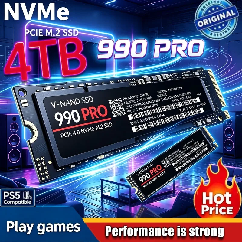 990 PRO M.2 NVMe SSD 2TB 4TB PCIe Gen4 High Performance Internal Solid State Drive M.2 2280 For PS5 Desktop Laptop PC