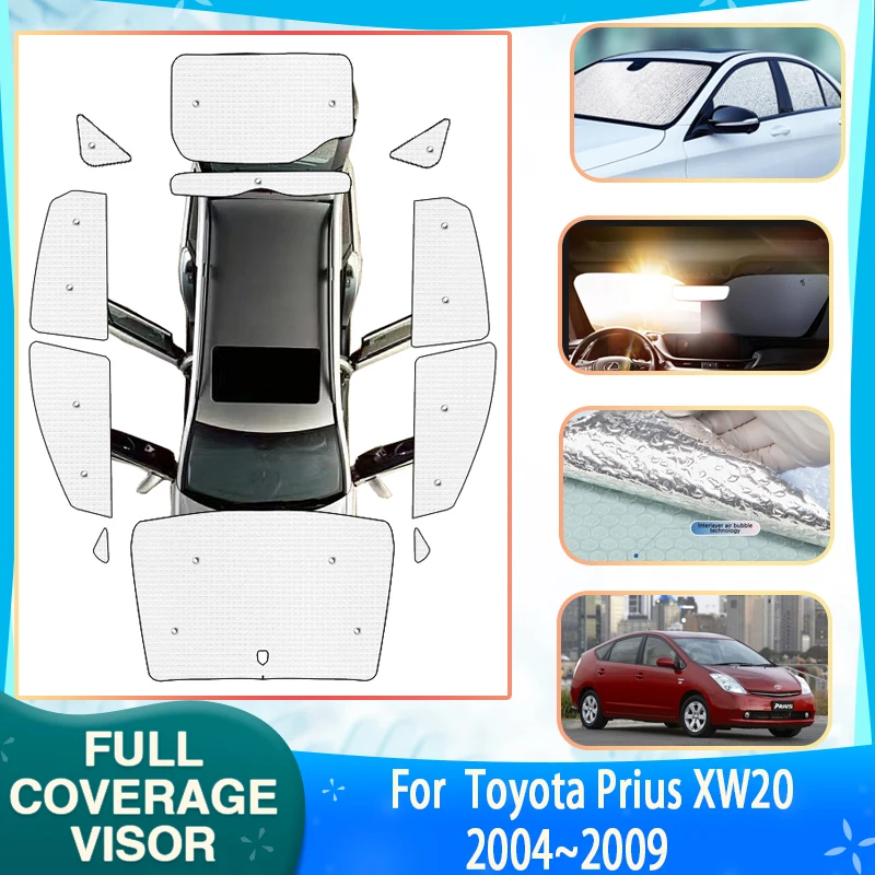 

Car Full Sun Visors Covers For Toyota Prius 20 XW20 2004~2009 2005 Car Anti-UV Sunscreen Window Sunshades Sticker Accessories